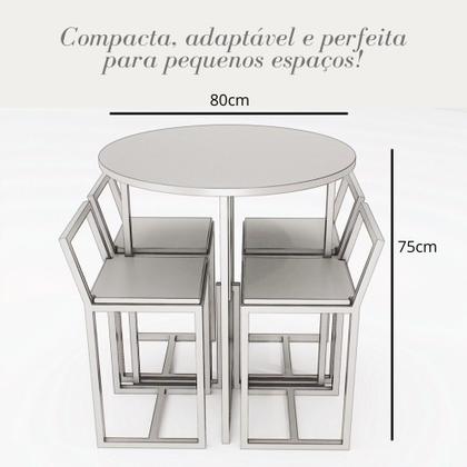 Imagem de Conjunto Mesa Redonda Branca 4 Cadeiras Pequena Imbuia Industrial Black