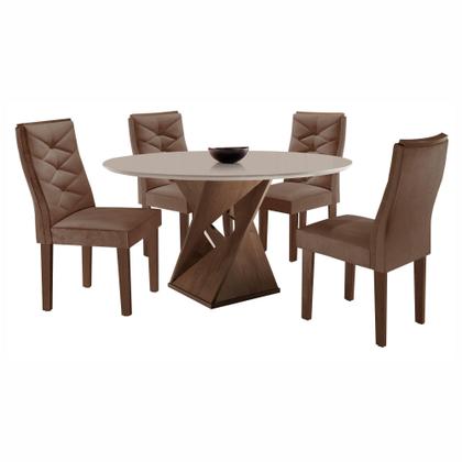 Imagem de Conjunto Mesa Redonda com 4 Cadeiras Tampo MDF Barcelona Yescasa
