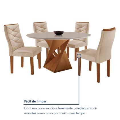 Imagem de Conjunto Mesa Redonda com 4 Cadeiras Tampo MDF Barcelona Yescasa