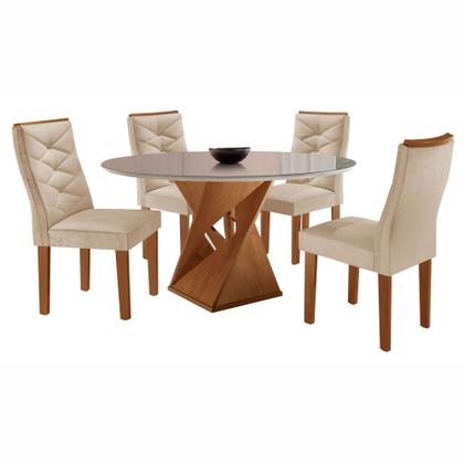 Imagem de Conjunto Mesa Redonda com Vidro e 4 Cadeiras Tampo Barcelona Yescasa
