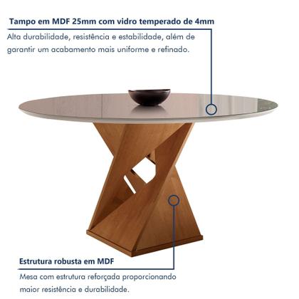Conjunto Mesa Redonda com Vidro e 6 Cadeiras Tampo 120cmx120cm Barcelona Yescasa Imagem de Conjunto Mesa Redonda com Vidro e 6 Cadeiras Tampo 120cmx120cm Barcelona Yescasa