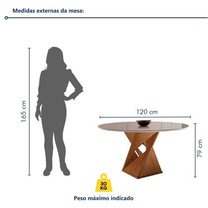 Conjunto Mesa Redonda com Vidro e 6 Cadeiras Tampo 120cmx120cm Barcelona Yescasa Imagem de Conjunto Mesa Redonda com Vidro e 6 Cadeiras Tampo 120cmx120cm Barcelona Yescasa