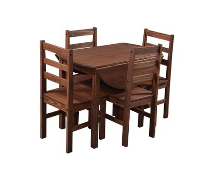 Imagem de Conjunto Mesa Redonda Dobrável com 4 Cadeiras em Madeira Maciça Cancun