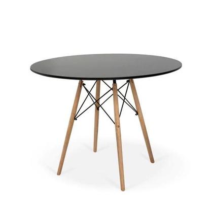 Imagem de Conjunto Mesa Redonda Eames Preta 90cm e 4 Cadeiras Eames PP Cinza para Sala Jantar, Eventos e Escritórios
