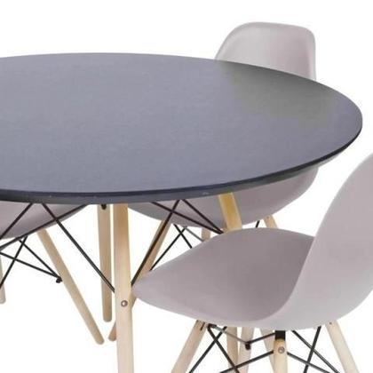Imagem de Conjunto Mesa Redonda Eames Preta 90cm e 4 Cadeiras Eames PP Cinza para Sala Jantar, Eventos e Escritórios
