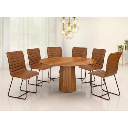 Imagem de Conjunto Mesa Redonda Roraima 1,35M com 6 Cadeiras Itália