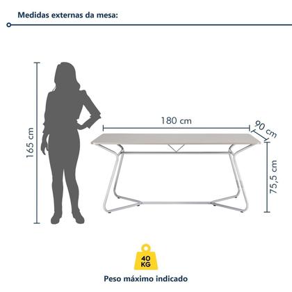 Imagem de Conjunto Mesa Retangular 180cm X 90cm com 2 Bancos Varetas