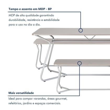 Imagem de Conjunto Mesa Retangular 180cm X 90cm com 2 Bancos Varetas