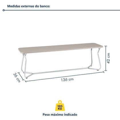 Imagem de Conjunto Mesa Retangular 180cm X 90cm com 2 Bancos Varetas