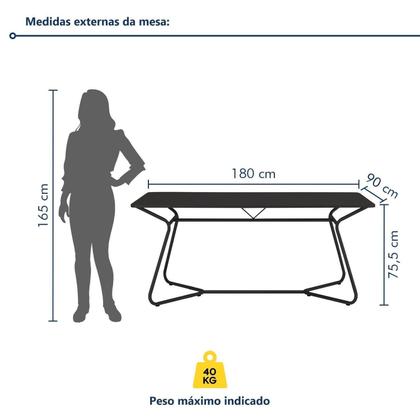 Imagem de Conjunto Mesa Retangular 180cm X 90cm com 2 Bancos Varetas