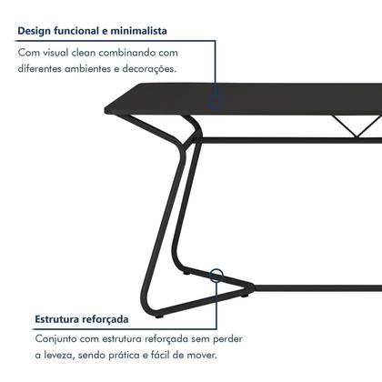 Imagem de Conjunto Mesa Retangular 180cm X 90cm com 2 Bancos Varetas
