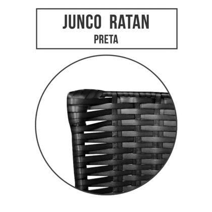 Imagem de Conjunto Mesa Retangular 70x120cm Preta Com 4 Banquetas Junco