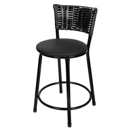 Imagem de Conjunto Mesa Retangular 70x120cm Preta Com 4 Banquetas Junco