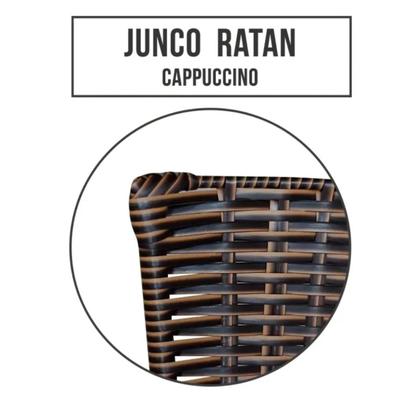 Imagem de Conjunto Mesa Retangular 70x120cm Preta Com 4 Cadeiras Junco Cappuccino