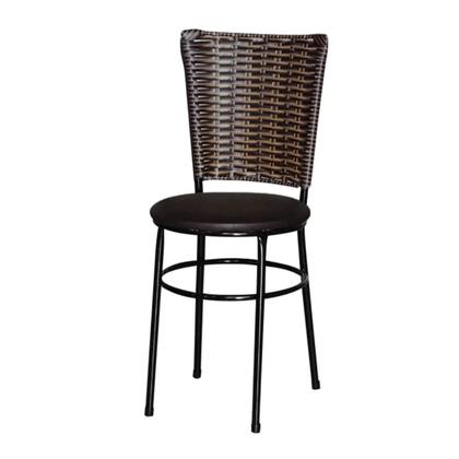 Imagem de Conjunto Mesa Retangular 70x120cm Preta Com 4 Cadeiras Junco Cappuccino