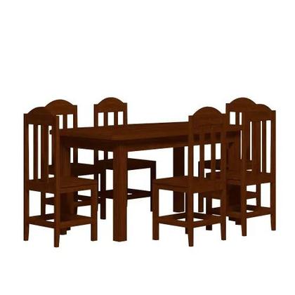 Imagem de Conjunto Mesa Safira Em Madeira Maciça 160x88 Com 06 Cadeiras Castanho