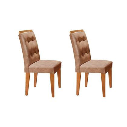 Imagem de Conjunto: Mesa Sala Jantar Ágata c/ Tampo Madeirado Canto Reto 120cm + 4 Cadeiras Imperatriz Imbuia/Creme - Rufato