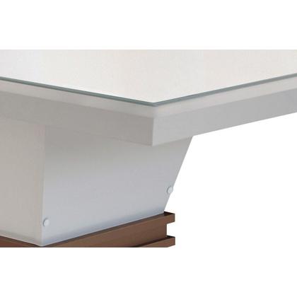 Imagem de Conjunto: Mesa Sala Jantar Ágata c/ Tampo Madeirado Canto Reto 120cm + 4 Cadeiras Imperatriz Imbuia/Creme - Rufato