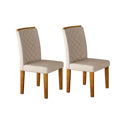 Imagem de Conjunto: Mesa Sala Jantar Alvorada c/ Tampo Madeirado c/ Vidro Canto Reto 180cm + 6 Cadeiras Jade Imbuia/Creme - Rufato