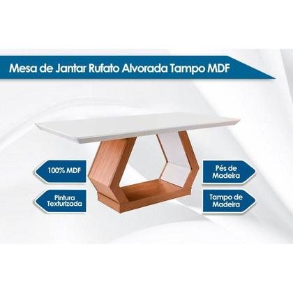 Imagem de Conjunto: Mesa Sala Jantar Alvorada Tampo Madeirado 180cm Canto Reto + 6 Cadeiras Imperatriz Imbuia/Chocolate - Rufato