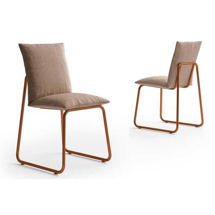 Imagem de Conjunto: Mesa Sala Jantar Átria 1592 Aço c/ Tampo Madeirado 160x90cm e 6 Cadeiras 1750 Rose/Freijo/Nogal - Rose/Areia - Carraro