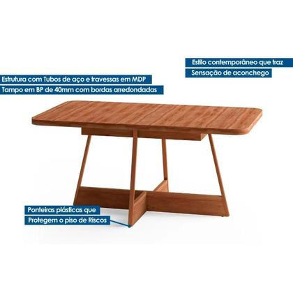 Imagem de Conjunto: Mesa Sala Jantar Átria 1592 Aço c/ Tampo Madeirado 160x90cm e 6 Cadeiras Lux Rose/Freijo/Nogal - Rose/Areia - Caramelo - Carraro