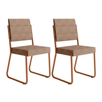 Imagem de Conjunto: Mesa Sala Jantar Átria 1594 Aço c/ Tampo Madeirado 100cm e 4 Cadeiras 1736 Rose/Freijó/Nogal - Rose/Areia - Caramelo - Carraro