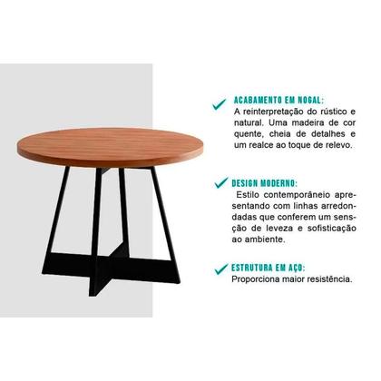 Imagem de Conjunto: Mesa Sala Jantar Átria 1594 Aço c/ Tampo Madeirado 100cm e 4 Cadeiras 1736 Rose/Freijó/Nogal - Rose/Areia - Caramelo - Carraro