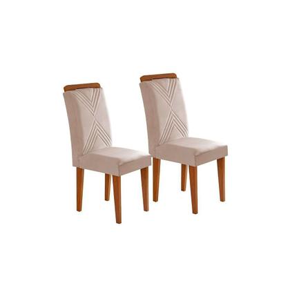 Imagem de Conjunto: Mesa Sala Jantar Berlim c/ Tampo Madeirado c/ Vidro Canto Curvo 120x80cm e 4 Cadeiras Amsterdã Imbuia/Off White - Linho Grafite - Rufato