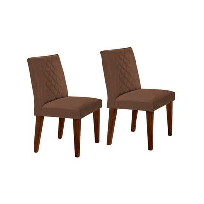 Imagem de Conjunto: Mesa Sala Jantar Berlim c/ Tampo Madeirado c/ Vidro Canto Curvo 120x80cm e 4 Cadeiras Jade Imbuia/Off White - Suede Grafite - Rufato