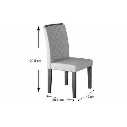 Imagem de Conjunto: Mesa Sala Jantar Berlim c/ Tampo Madeirado c/ Vidro Canto Curvo 120x80cm e 4 Cadeiras Jade Imbuia/Off White - Suede Grafite - Rufato