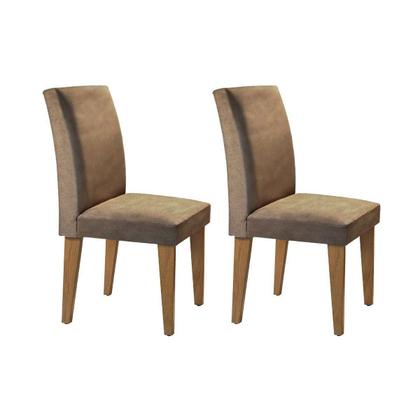 Imagem de Conjunto: Mesa Sala Jantar Berlim c/ Tampo Madeirado c/ Vidro Canto Reto 120cm + 4 Cadeiras Grécia Imbuia/Chocolate - Rufato