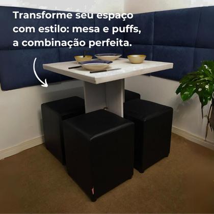 Imagem de Conjunto Mesa Sala Jantar C/ 4 Cadeiras Puffs P/ Sacada