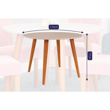 Imagem de Conjunto: Mesa Sala Jantar Dani Tampo Madeirado c/ Vidro 109cm e 4 Cadeiras Fernanda Madeirado/Off White - Nature-Madeirado/Suede N - Cimol