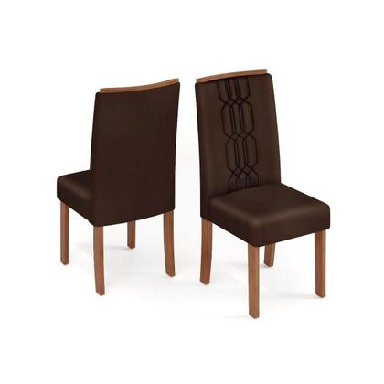 Imagem de Conjunto: Mesa Sala Jantar Dulce Tampo Madeirado c/ Vidro Reto 120x90cm e 4 Cadeiras Zoe Cedro/Off White - Suede Moca - DJ Móveis