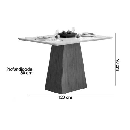 Imagem de Conjunto: Mesa Sala Jantar Dulce Tampo Madeirado c/ Vidro Reto 120x90cm e 4 Cadeiras Zoe Cedro/Off White - Suede Moca - DJ Móveis