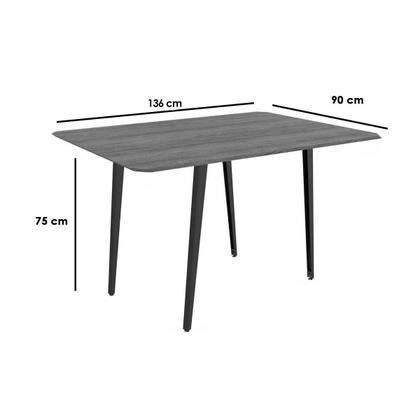 Imagem de Conjunto: Mesa Sala Jantar Iguaçu c/ Tampo de Madeira 136cm e 4 Cadeiras Portugal Cromada/Nogueira - Courano Bege - Kappesberg