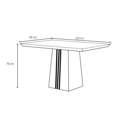 Imagem de Conjunto: Mesa Sala Jantar Itália Tampo Madeirado c/ Vidro 120cm Canto Reto +4 Cadeiras Golden Terrara/OW/Claro - DJ Móveis