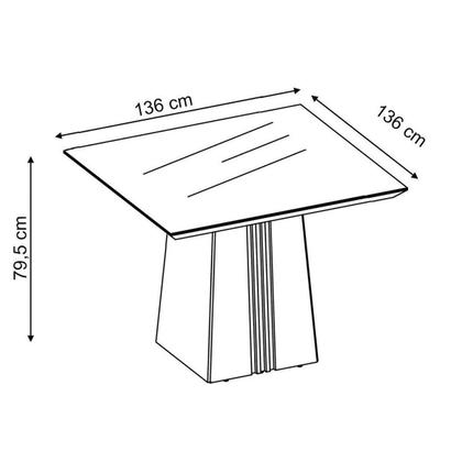 Imagem de Conjunto: Mesa Sala Jantar Itália Tampo Madeirado c/ Vidro Curvo 136x136cm e 8 Cadeiras Julia Freijo/Off White - Suede Kraft - DJ Móveis
