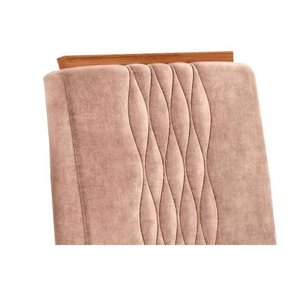 Imagem de Conjunto: Mesa Sala Jantar Itália Tampo Madeirado c/ Vidro Curvo 136x136cm e 8 Cadeiras Lia Freijo/Off White - Suede Kraft - DJ Móveis