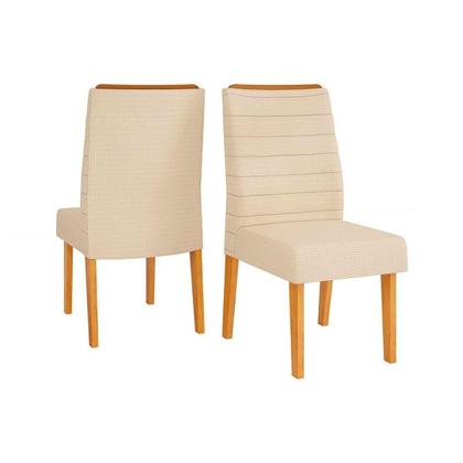 Imagem de Conjunto: Mesa Sala Jantar Itália Tampo Madeirado c/ Vidro Curvo 136x136cm e 8 Cadeiras Ondina Cedro/Off White - Suede Moca - DJ Móveis