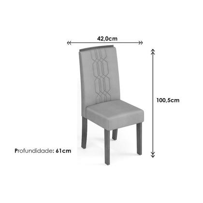 Imagem de Conjunto: Mesa Sala Jantar Italia Tampo Madeirado c/ Vidro Curvo 170x90cm e 4 Cadeiras Zoe Freijo/Off White - Suede Moca - DJ Móveis