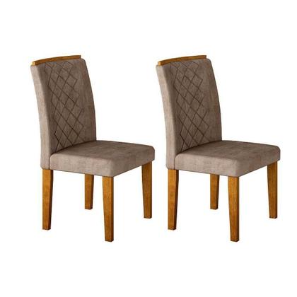 Imagem de Conjunto: Mesa Sala Jantar Londrina Tampo Madeirado c/ Vidro 120cm Canto Curvo + 4 Cadeiras Jade Imbuia/Turim - Rufato