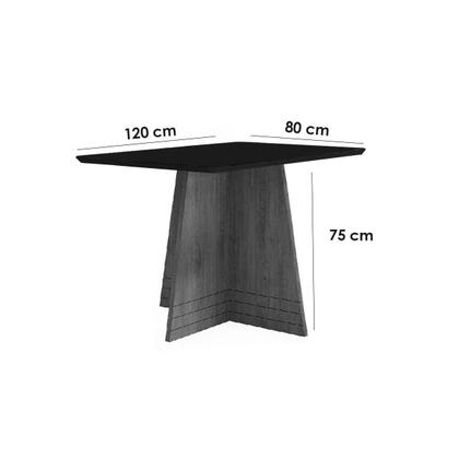 Imagem de Conjunto: Mesa Sala Jantar Lótus Tampo Madeirado c/ Vidro 80x120cm e 4 Cadeiras 2CAD150 Nogueira/Preto fosco/Vidro preto - Eucalipto/V - Kappesberg
