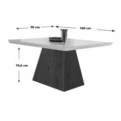 Imagem de Conjunto: Mesa Sala Jantar Luna Tampo Madeirado c/ Vidro Canto Curvo 120x80 e 4 Cadeiras Amsterdã Capuccino/Suede Grafite - Rufato