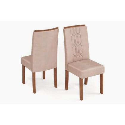 Imagem de Conjunto: Mesa Sala Jantar Rubi Tampo Madeirado c/ Vidro Curvo 170x90cm e 6 Cadeiras Zoe Cedro/Off White/Off White - Suede Creme - DJ Móveis