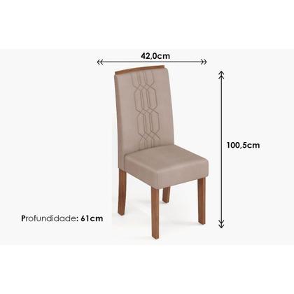 Imagem de Conjunto: Mesa Sala Jantar Rubi Tampo Madeirado c/ Vidro Curvo 170x90cm e 6 Cadeiras Zoe Cedro/Off White/Off White - Suede Creme - DJ Móveis