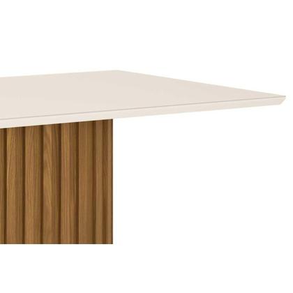 Imagem de Conjunto: Mesa Sala Jantar Solana c/ Tampo Madeirado c/ Vidro Reto 160x90cm e 6 Cadeiras Bella Nature/Linho - Henn