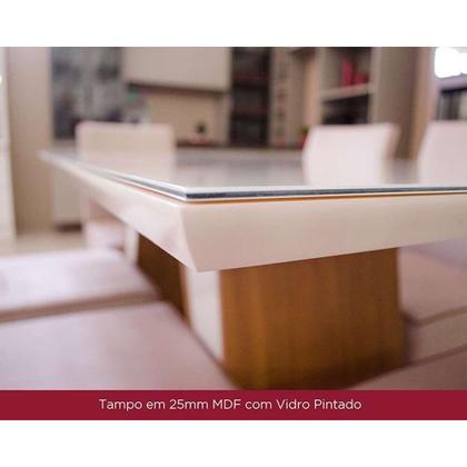 Imagem de Conjunto: Mesa Sala Jantar Solana c/ Tampo Madeirado c/ Vidro Reto 160x90cm e 6 Cadeiras Bella Nature/Linho - Henn