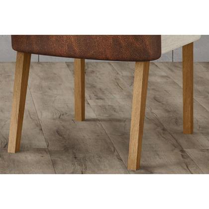 Imagem de Conjunto: Mesa Sala Jantar Solana SC66 Tampo Madeirado c/ Vidro Canto Curvo 200x90cm e 8 Cadeiras Anne Nature/Courano/Linho - Henn